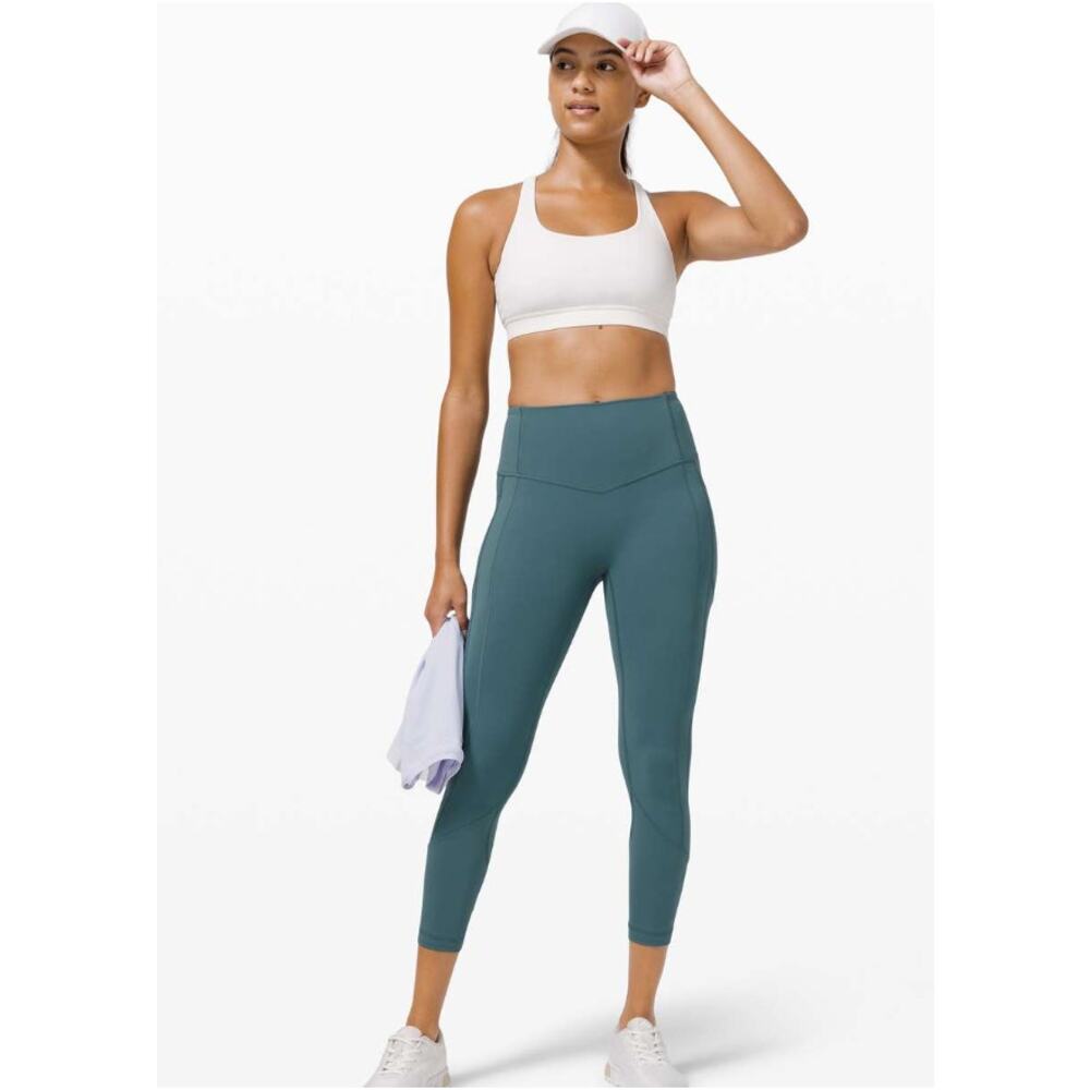 LULULEMON All The Right Places Crop II 23 Desert Teal Run Athleisure Womens Sz 4